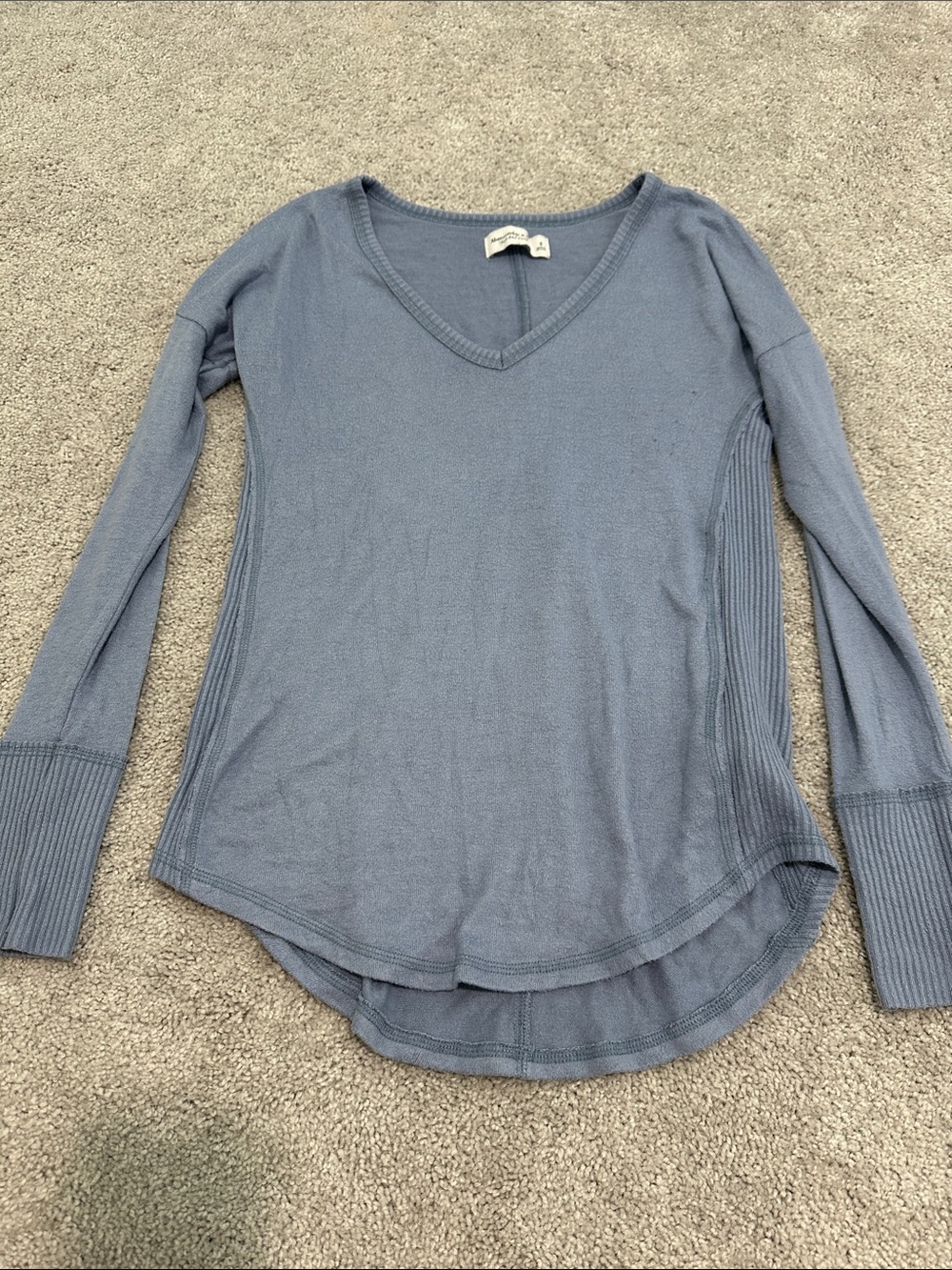 Abercrombie & Fitch Dusty Blue V-Neck Long Sleeve Top
